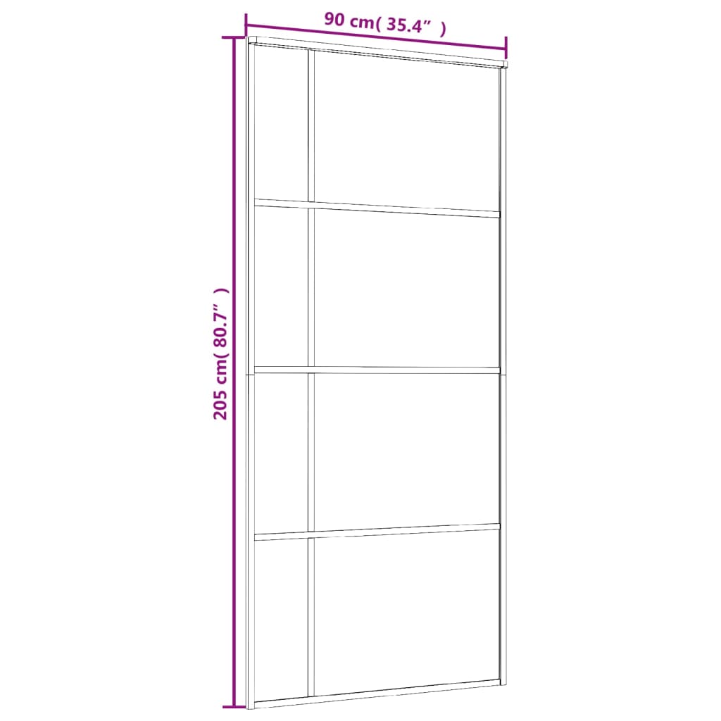 vidaXL Sliding Door Frosted ESG Glass and Aluminum 35.4"x80.7" Black