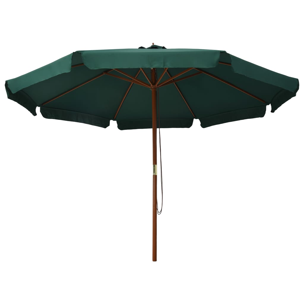 vidaXL Outdoor Parasol with Wooden Pole 129.9" Green