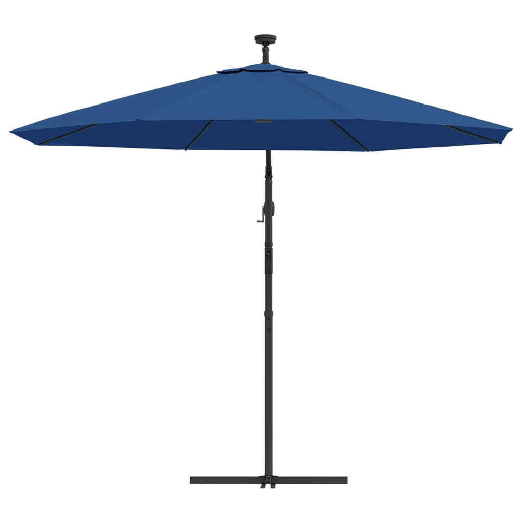 vidaXL Cantilever Garden Parasol with LED Lights and Steel Pole 118.1" Azure