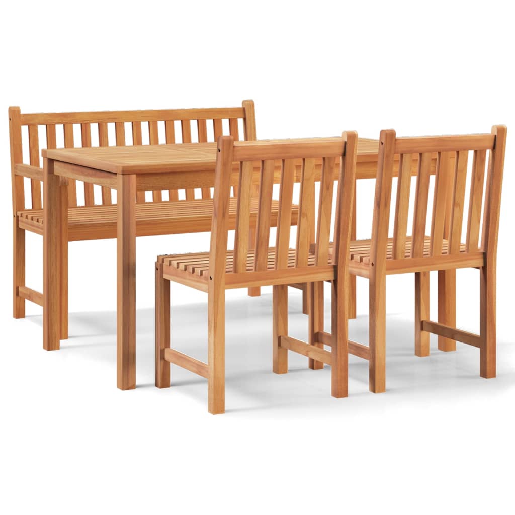 vidaXL 4 Piece Patio Dining Set Solid Wood Teak