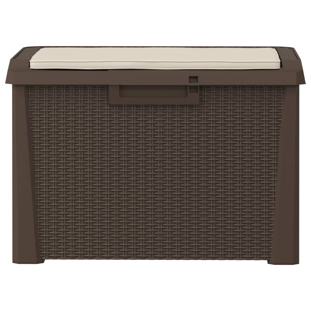 vidaXL Patio Storage Box with Seat Cushion Brown 33 gal PP