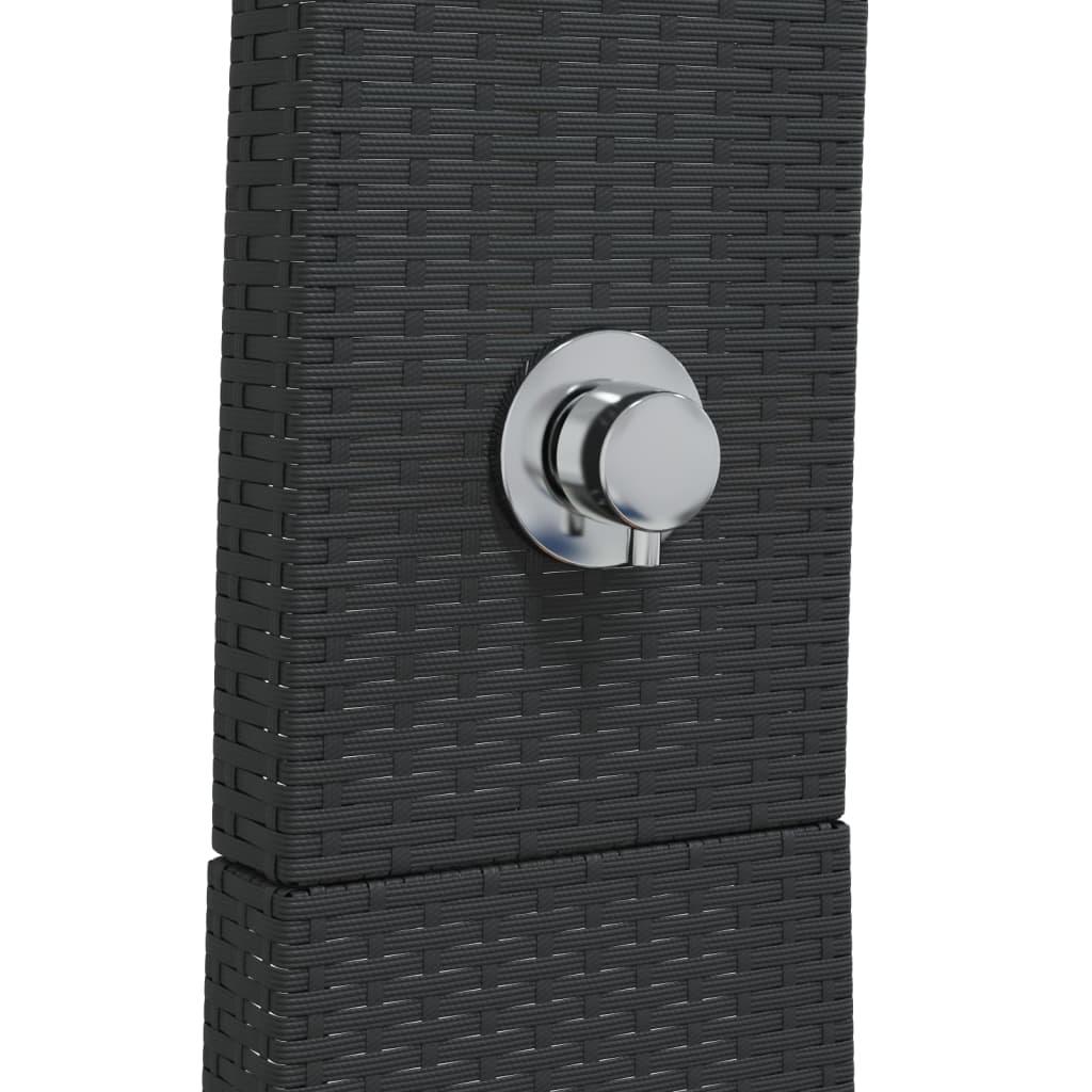 vidaXL Outdoor Shower Black 21.7"x23.6"x88.2" Poly Rattan and Acacia Wood