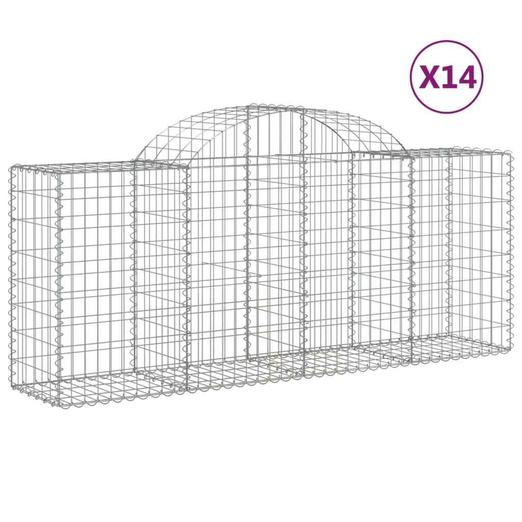 vidaXL Arched Gabion Baskets 14 pcs 78.7"x19.7"x31.5"/39.4" Galvanized Iron