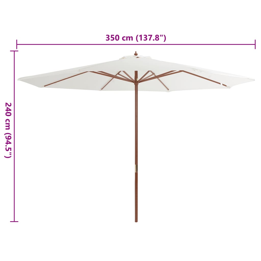 vidaXL Garden Parasol with Wooden Pole 137.8" Sand White