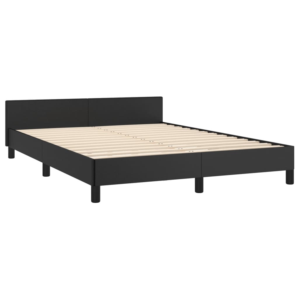 vidaXL Bed Frame with Headboard Black 53.9"x74.8" Full Faux Leather