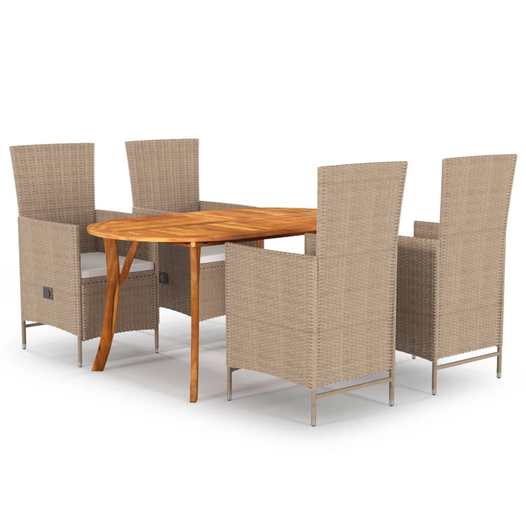 vidaXL 5 Piece Patio Dining Set Beige