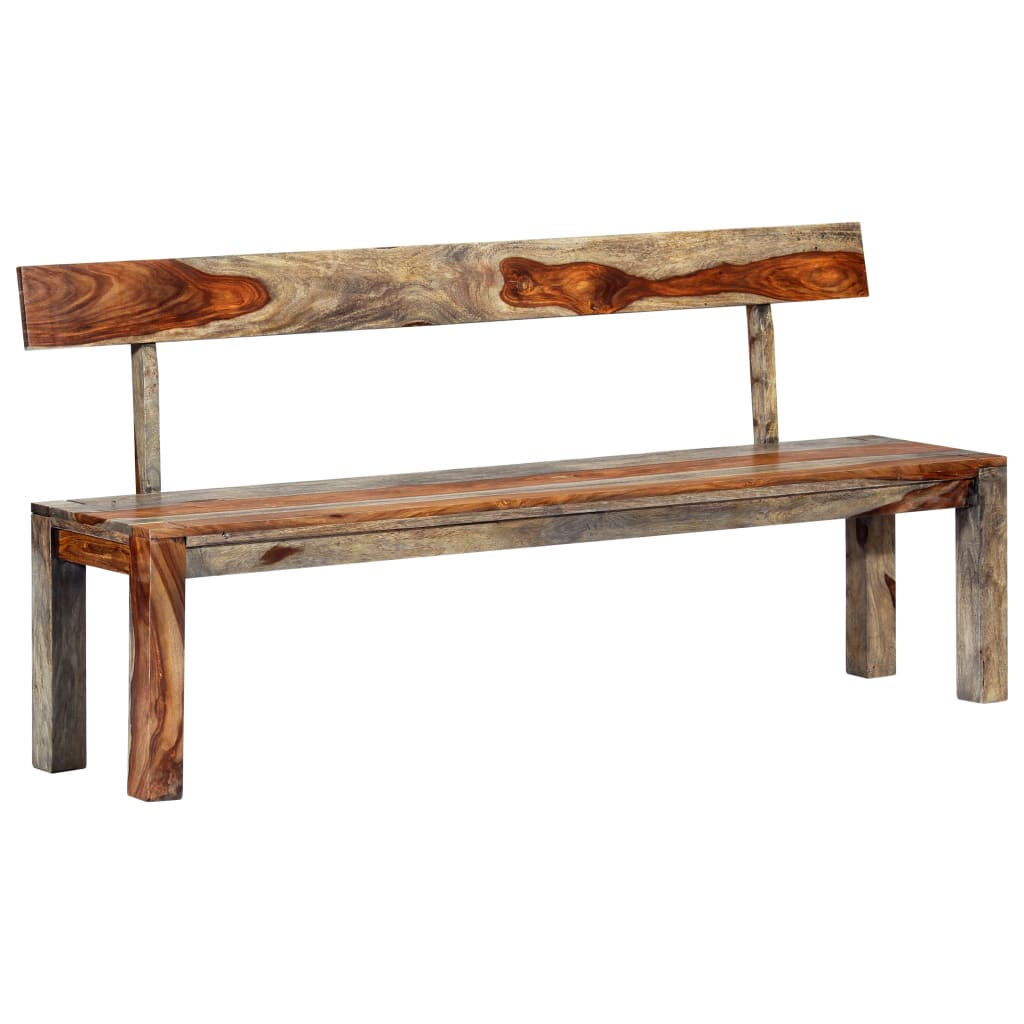 vidaXL Bench 63" Gray Solid Sheesham Wood