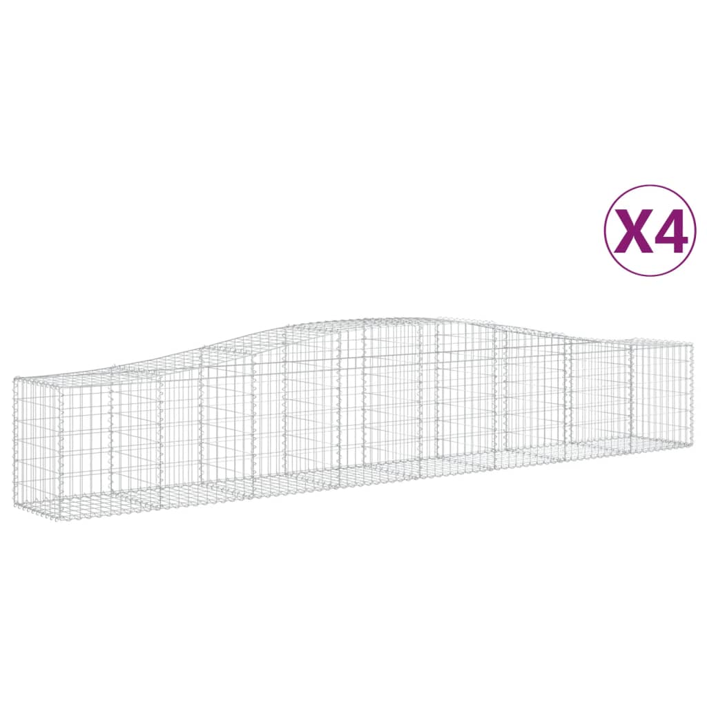 vidaXL Arched Gabion Baskets 4 pcs 157.5"x19.7"x23.6"/31.5" Galvanized Iron