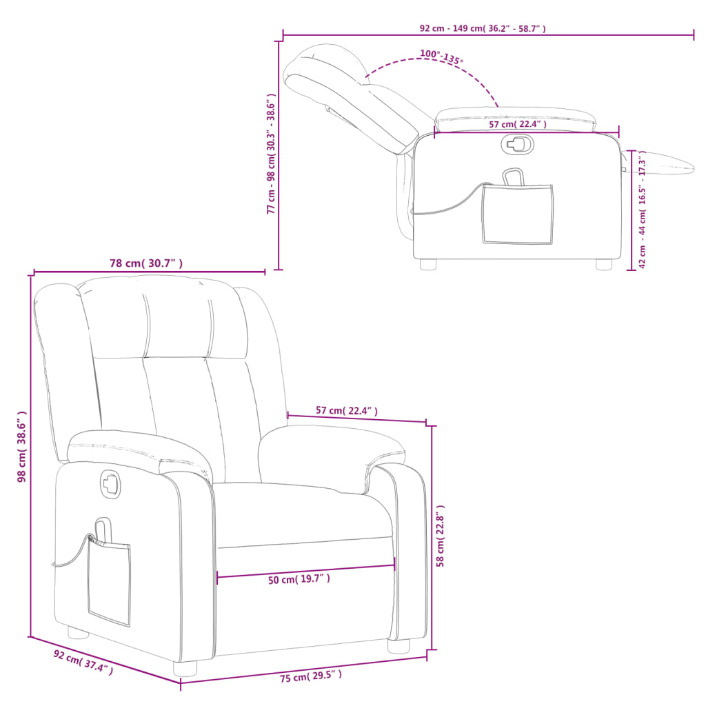 vidaXL Massage Recliner Chair Gray Faux Leather