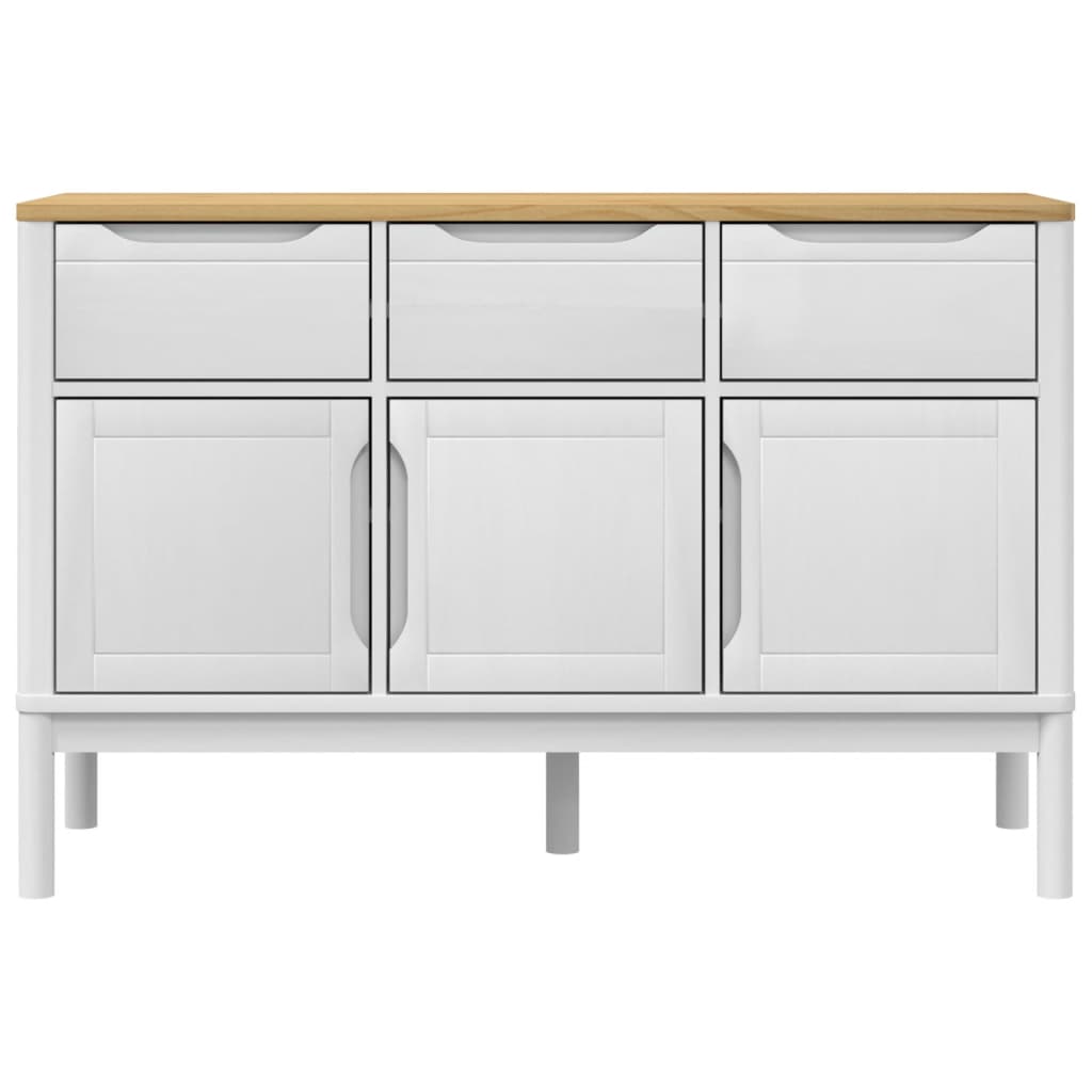 vidaXL Sideboard FLORO White 44.9"x16.9"x29.1" Solid Wood Pine