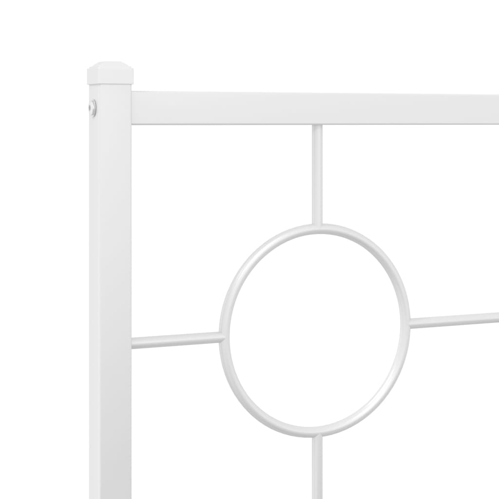 vidaXL Metal Bed Frame without Mattress with Headboard White 39.4"x78.7"