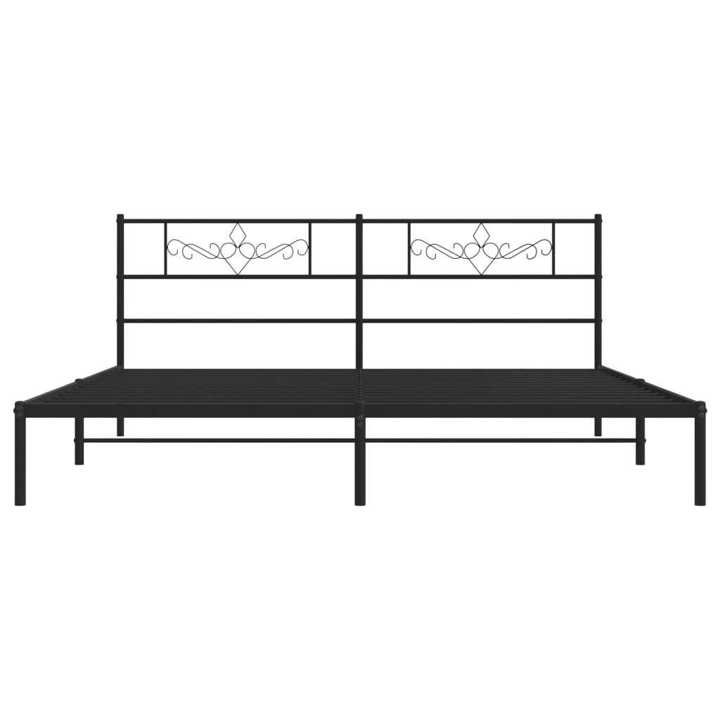 vidaXL Metal Bed Frame without Mattress with Headboard Black 76"x79.9"