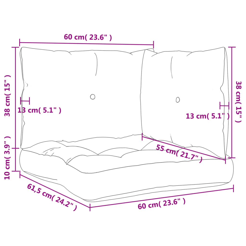 vidaXL Pallet Cushions 3 pcs Green Fabric