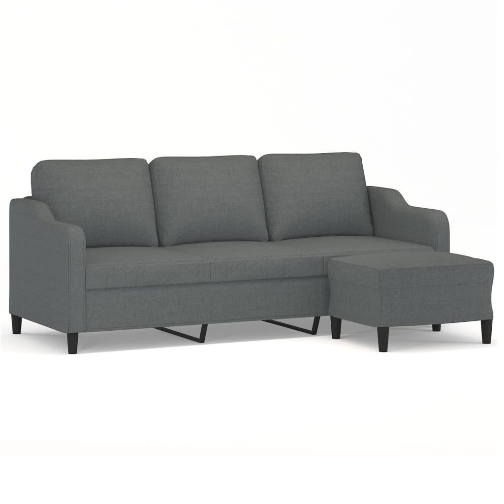 vidaXL 3-Seater Sofa with Footstool Dark Gray 70.9" Fabric