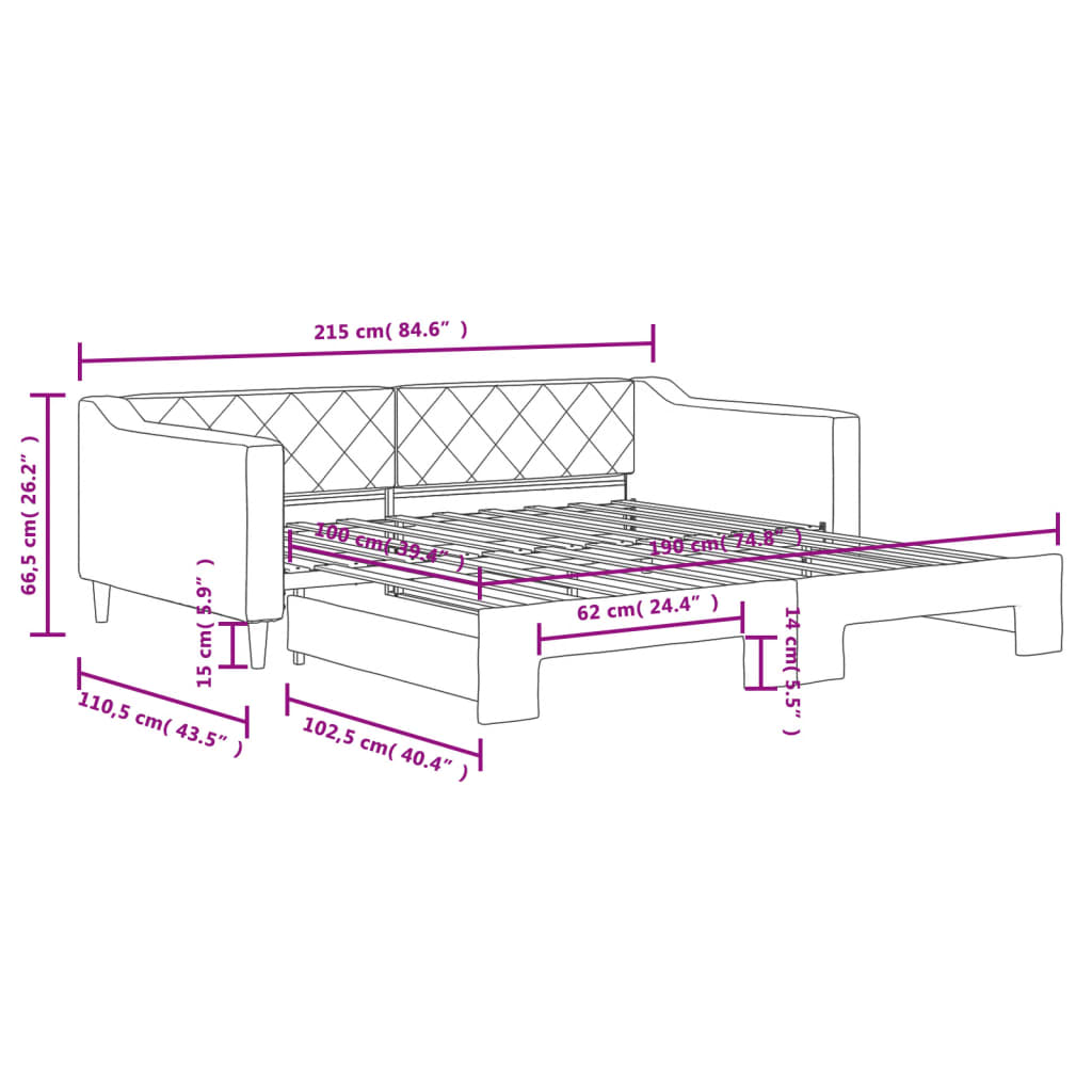 vidaXL Daybed with Trundle without Mattress Dark Gray 39.4"x74.8"