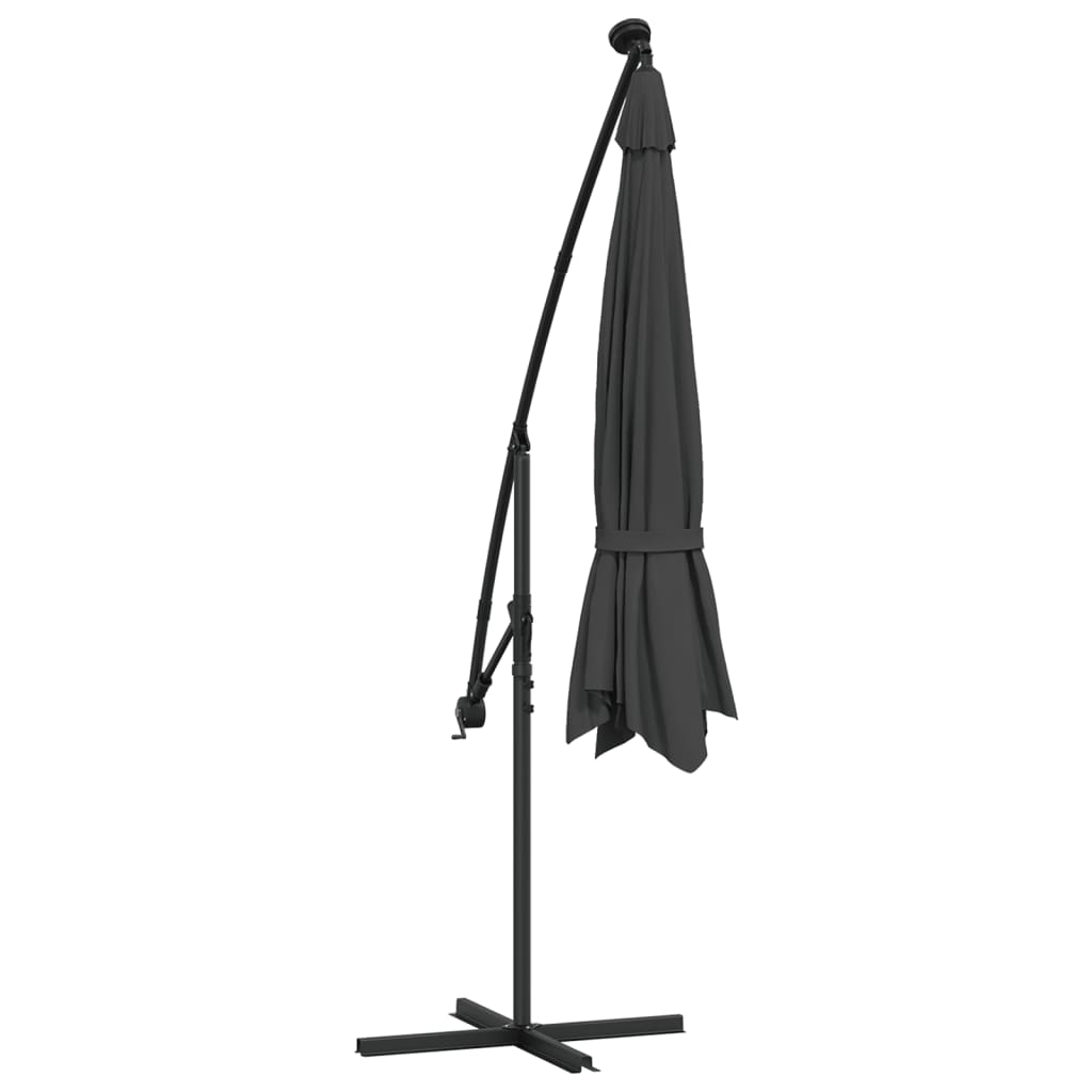 vidaXL Cantilever Garden Parasol with LED Lights and Metal Pole 137.8" Anthracite