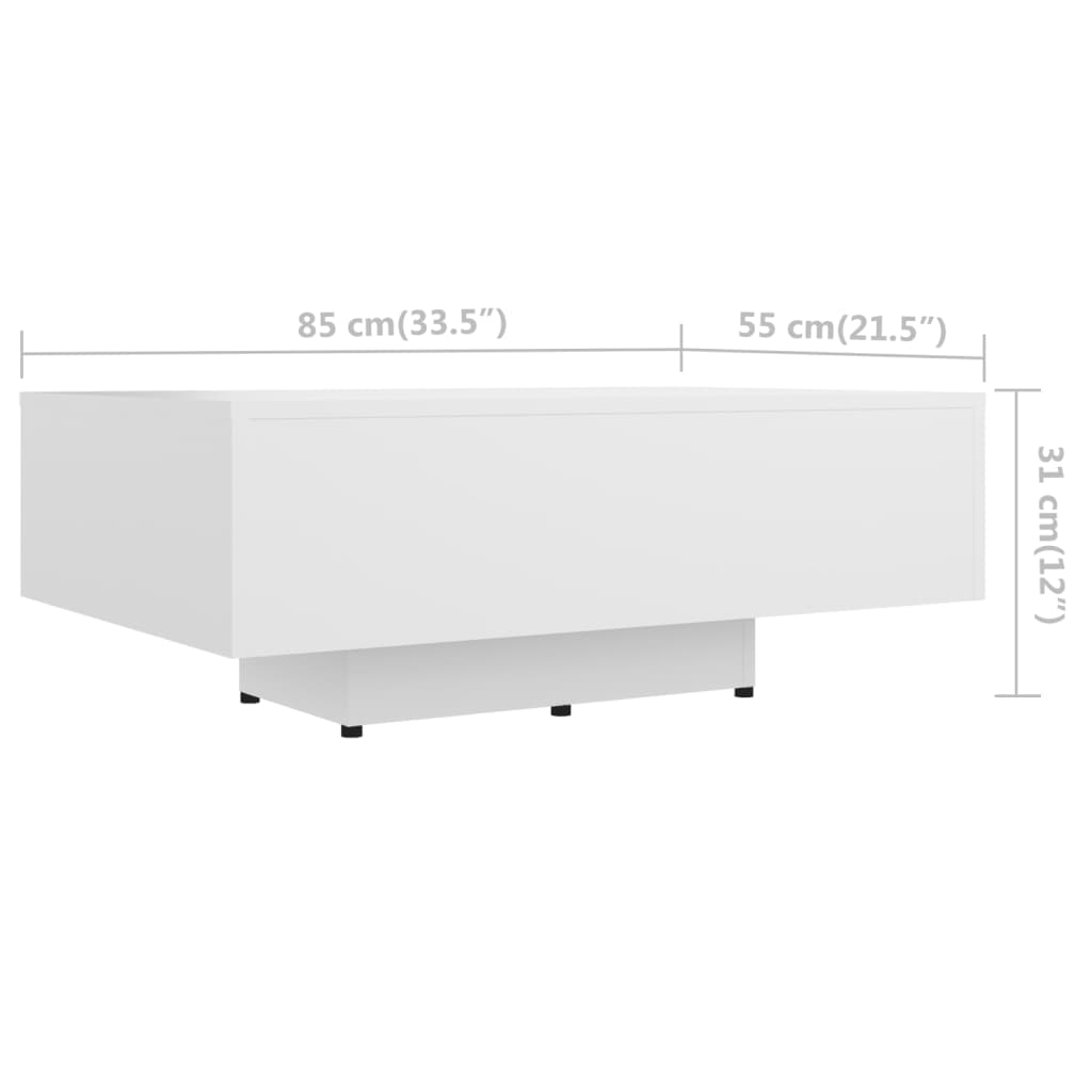 vidaXL Coffee Table White 33.5"x21.7"x12.2" Engineered Wood