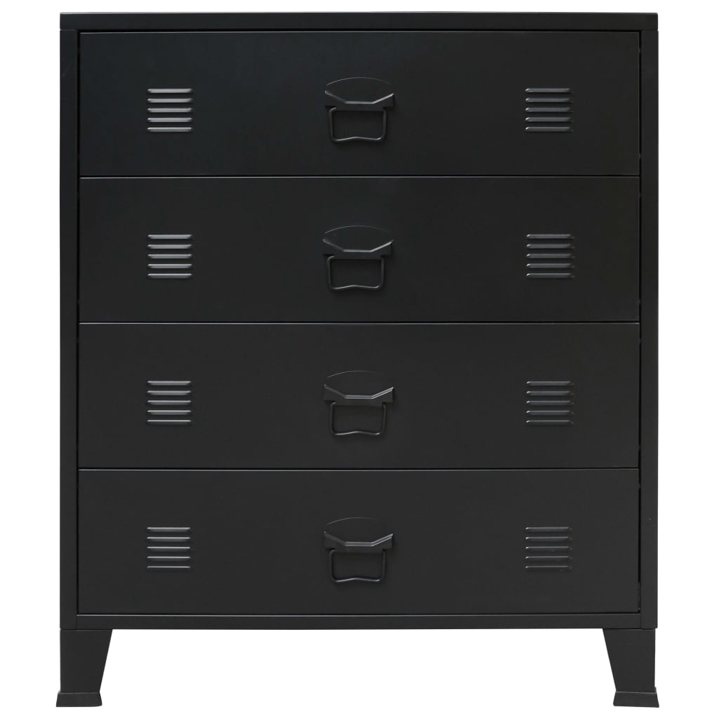 vidaXL Chest of Drawers Metal Industrial Style 30.7"x15.7"x36.6" Black