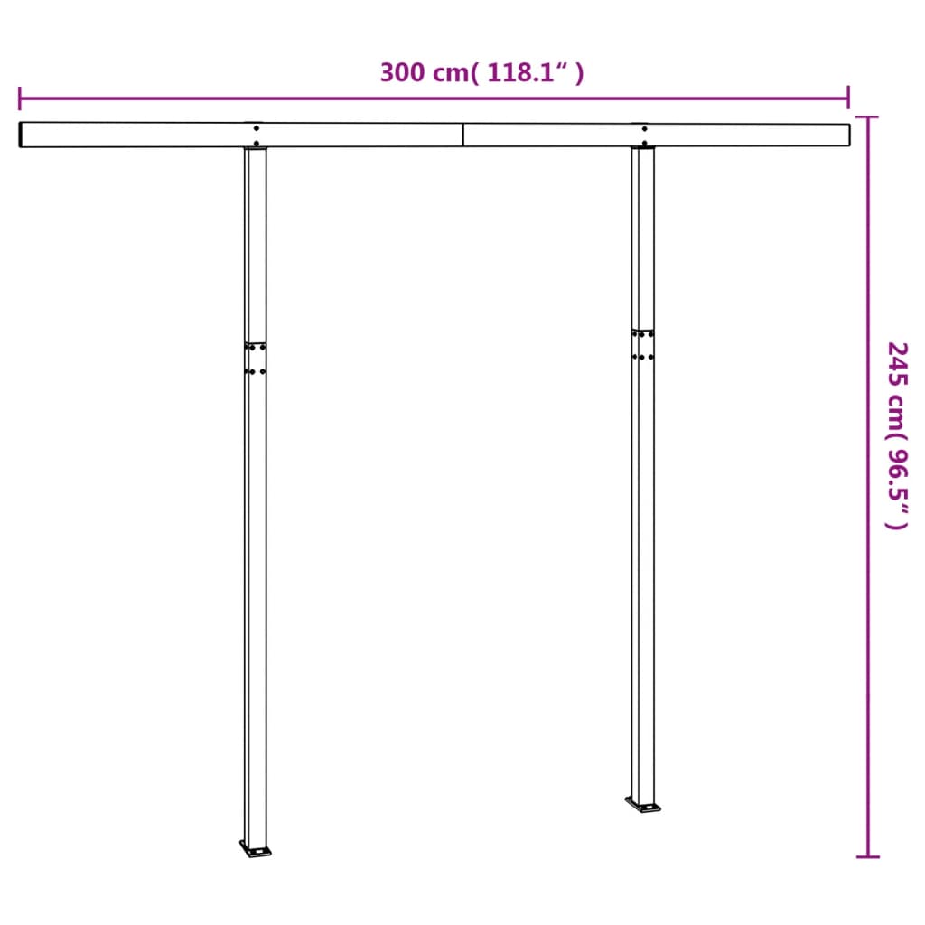 vidaXL Awning Post Set Anthracite 118.1"x96.5" Iron