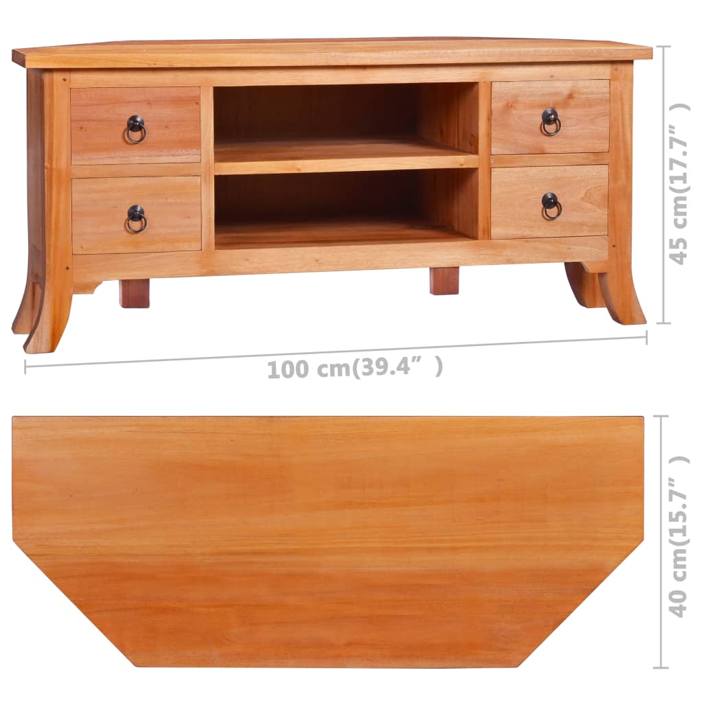 vidaXL TV Stand 39.4"x15.7"x17.7" Solid Wood Mahogany