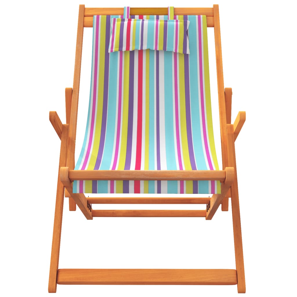 vidaXL Folding Beach Chairs 2 pcs Multicolor Fabric