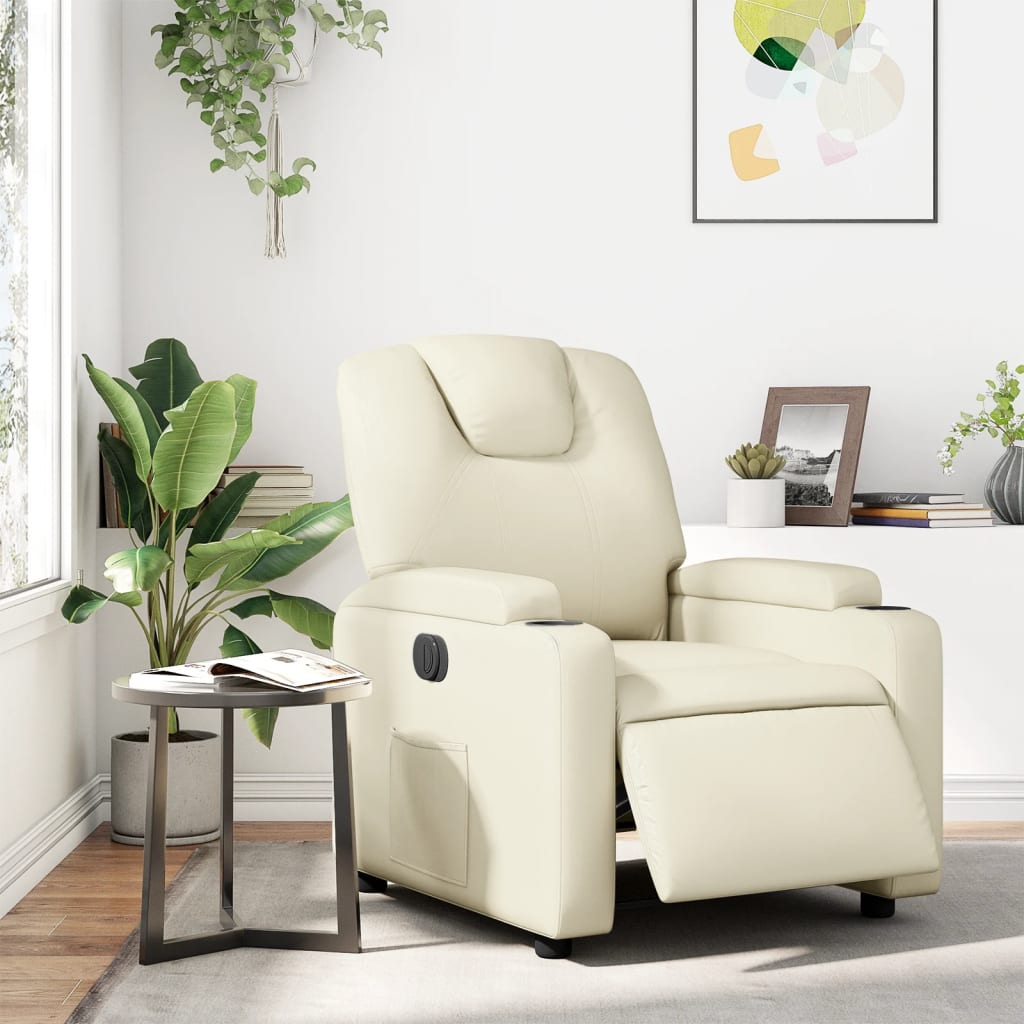 vidaXL Electric Recliner Chair Cream Faux Leather