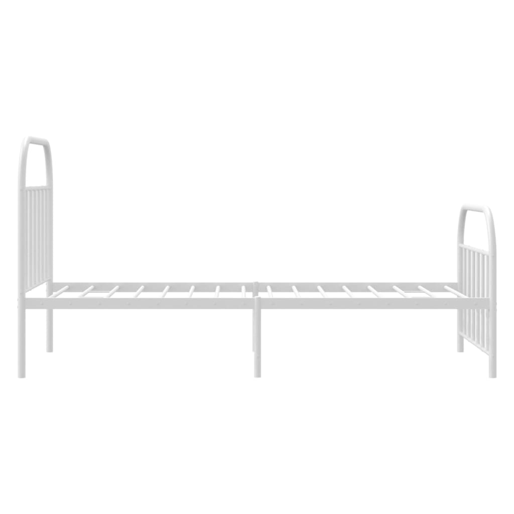 vidaXL Metal Bed Frame without Mattress with Footboard White 39.4"x74.8"