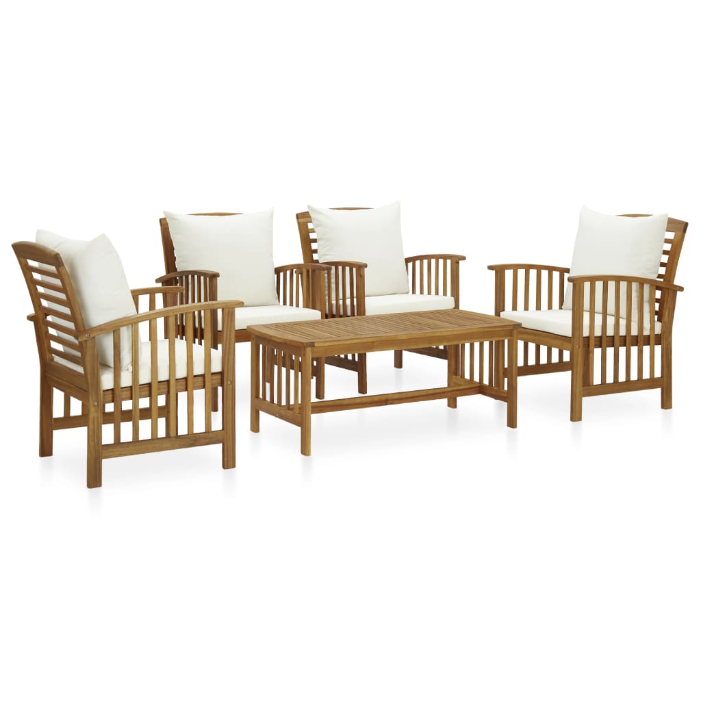 vidaXL 5 Piece Patio Lounge Set with Cushions Solid Acacia Wood