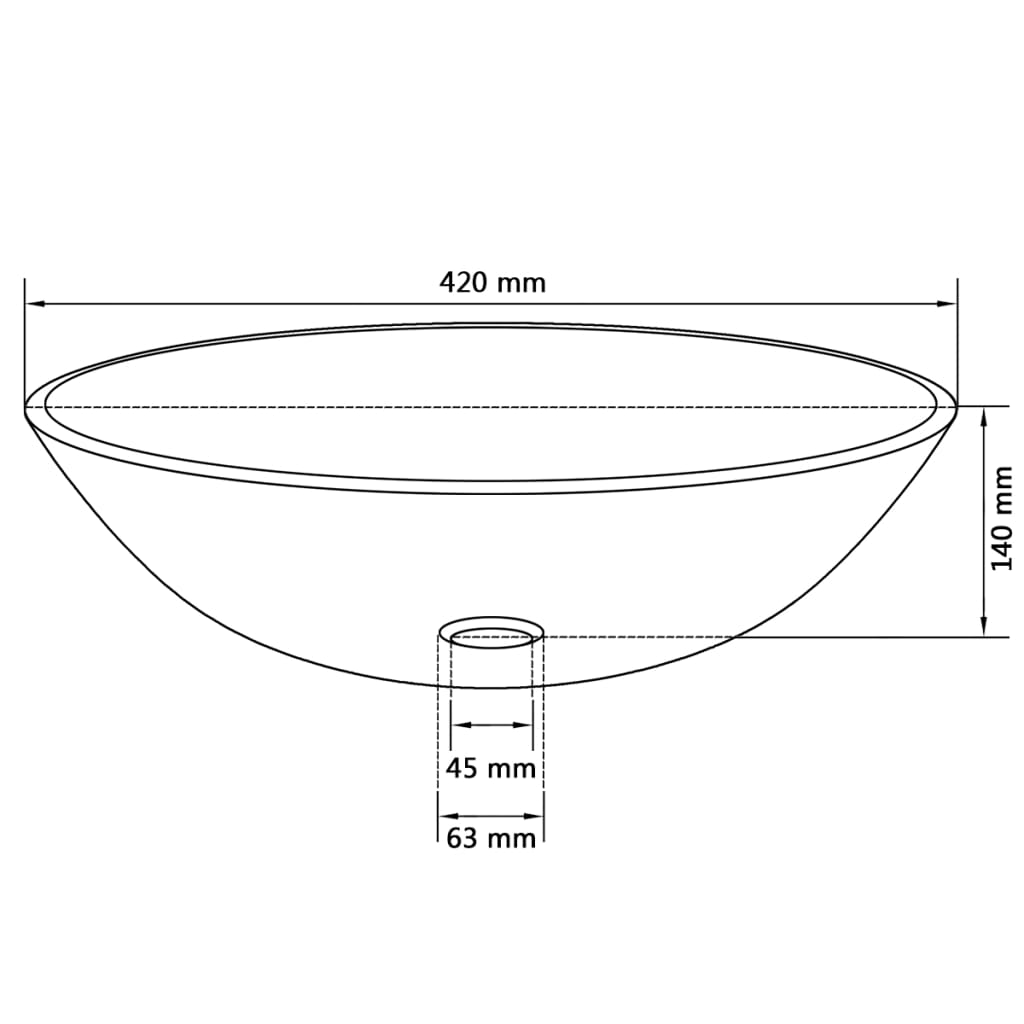 vidaXL Basin Tempered Glass 16.5" Transparent