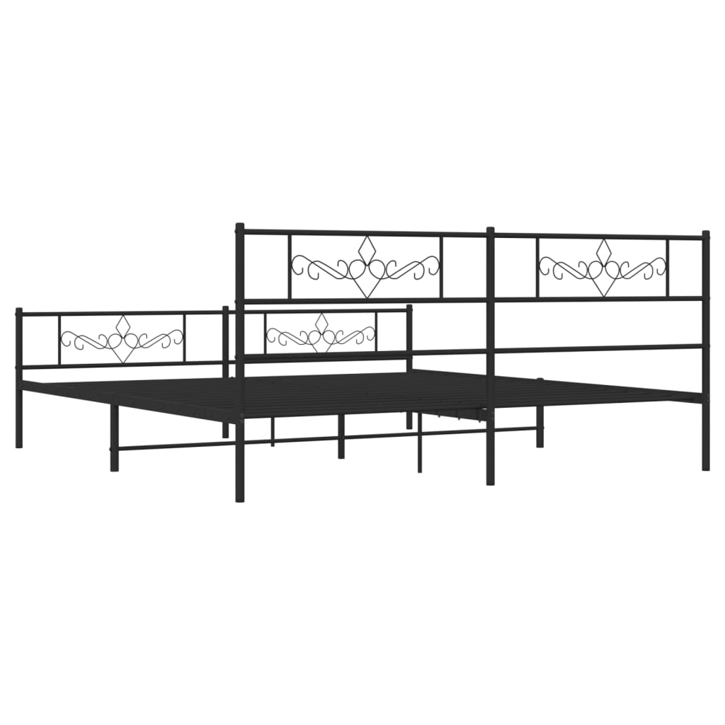 vidaXL Metal Bed Frame without Mattress with Footboard Black 76"x79.9"