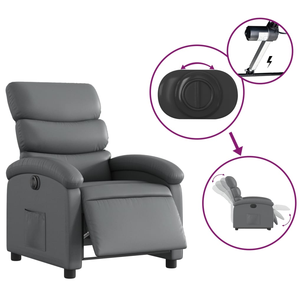 vidaXL Electric Recliner Chair Gray Faux Leather