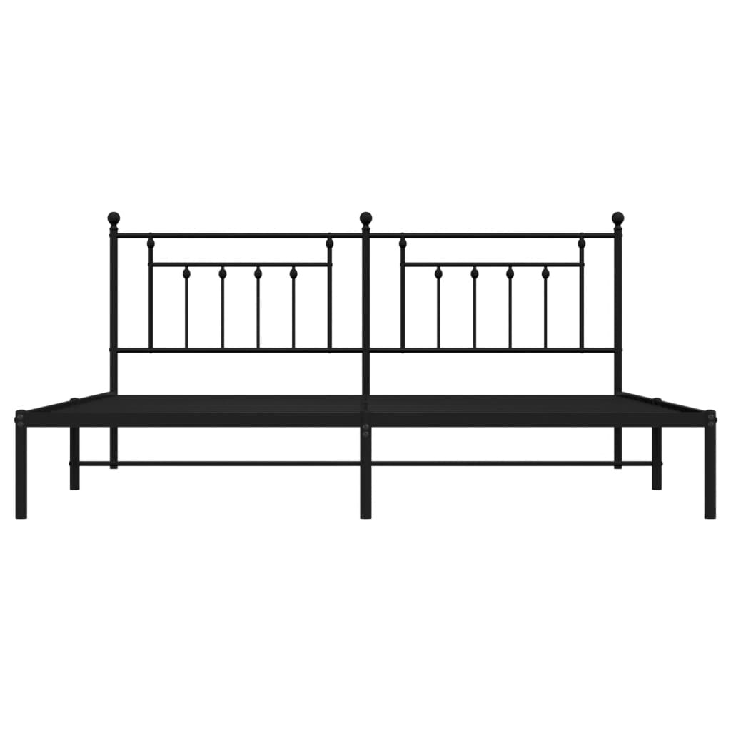 vidaXL Metal Bed Frame without Mattress with Headboard Black 76"x79.9"