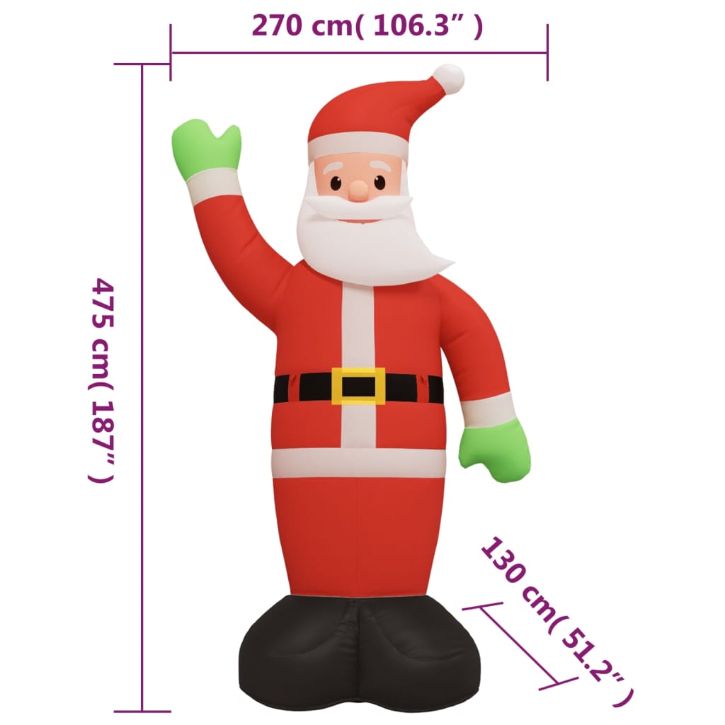 vidaXL Inflatable Santa Claus with LEDs 16 ft