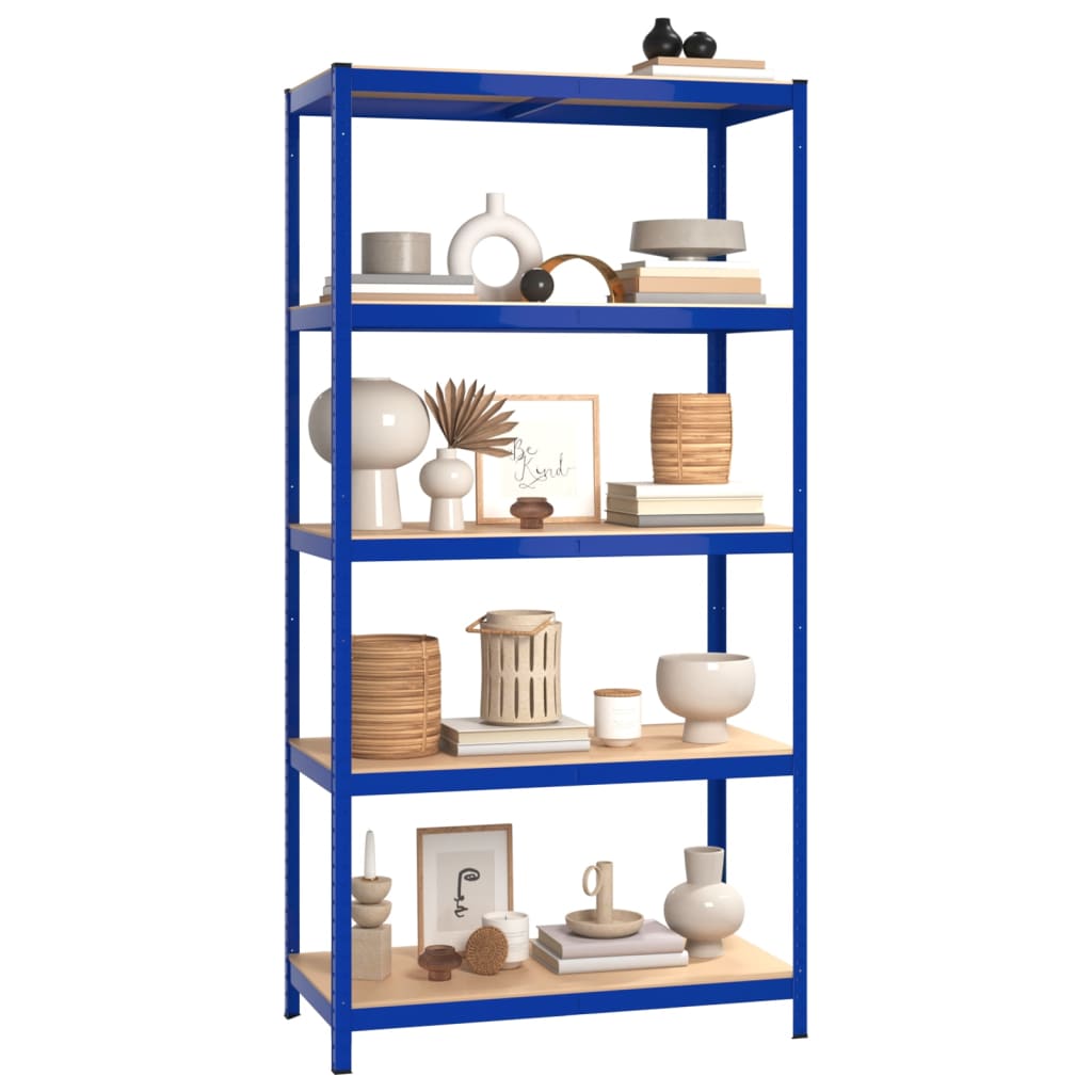 vidaXL 5-Layer Shelves 3 pcs Blue Steel&Engineered Wood