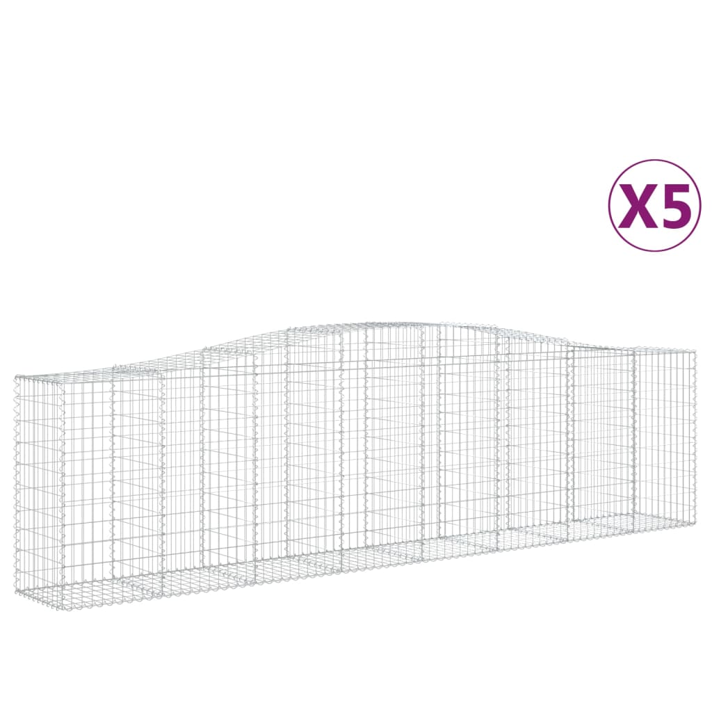 vidaXL Arched Gabion Baskets 5 pcs 157.5"x19.7"x39.4"/47.2" Galvanized Iron