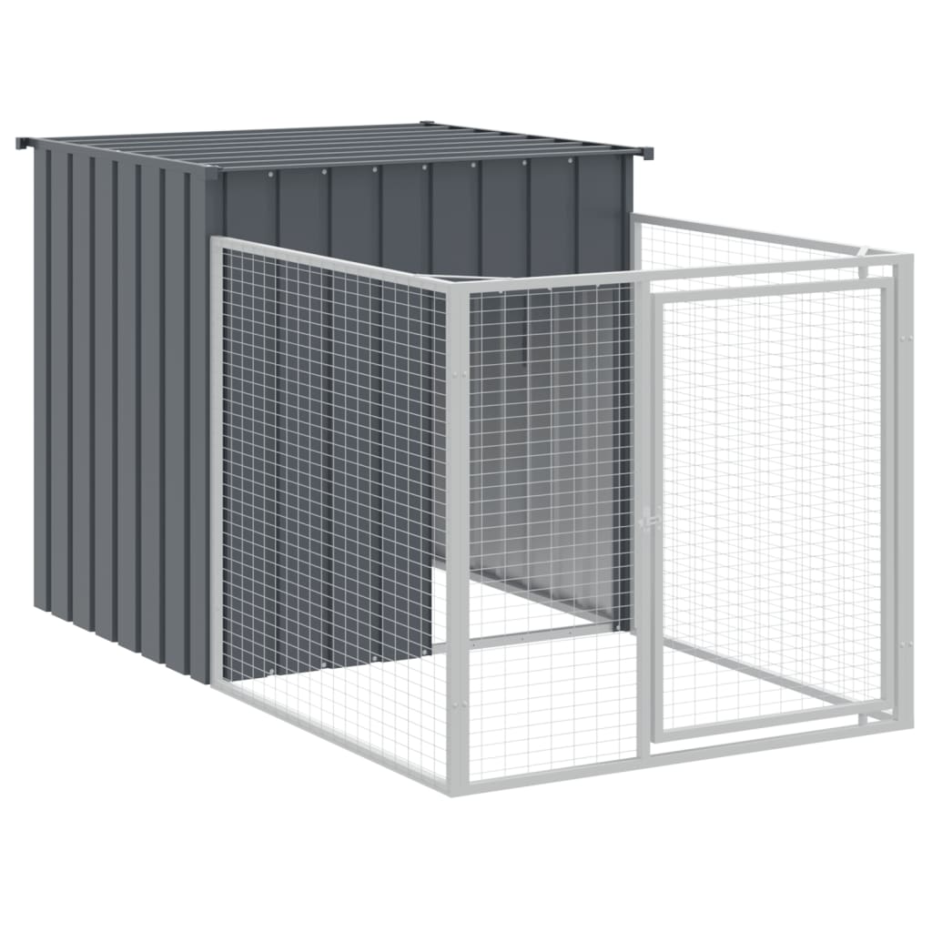 vidaXL Dog House with Run Anthracite 43.3"x320.1"x43.3" Galvanized Steel