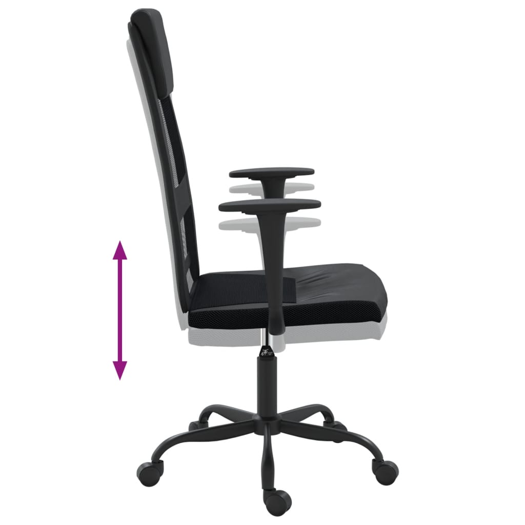 vidaXL Office Chair Black Mesh Fabric and Faux Leather