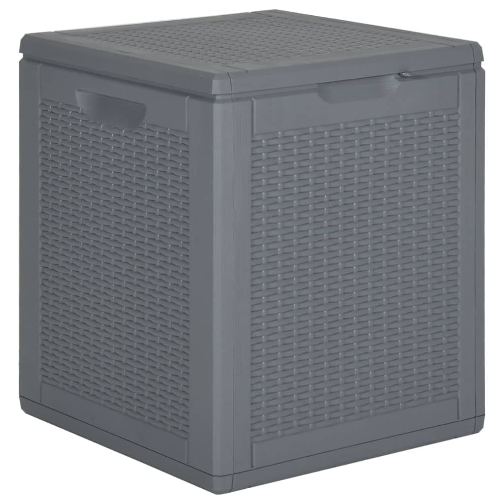 vidaXL Patio Storage Box Gray PP Rattan 23.8 gal