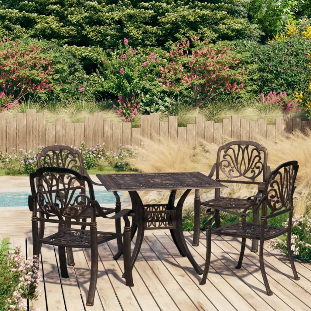 vidaXL 5 Piece Bistro Set Cast Aluminum Bronze