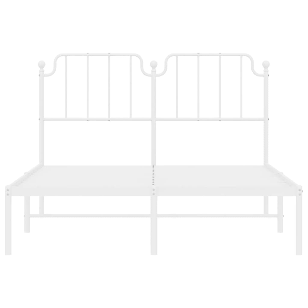 vidaXL Metal Bed Frame without Mattress with Headboard White 59.1"x78.7"