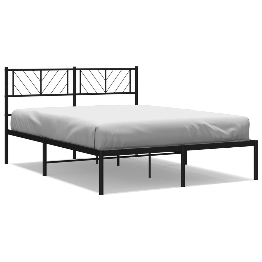 vidaXL Metal Bed Frame without Mattress with Headboard Black 59.1"x78.7"