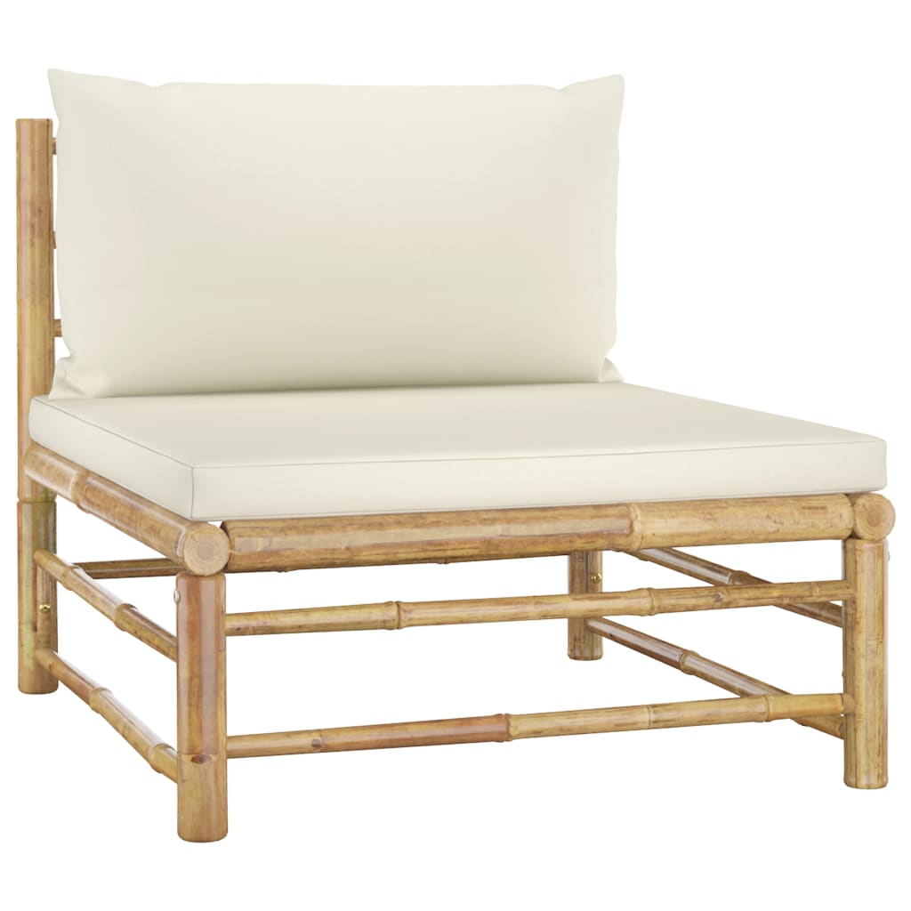 vidaXL 12 Piece Patio Lounge Set with Cream White Cushions Bamboo