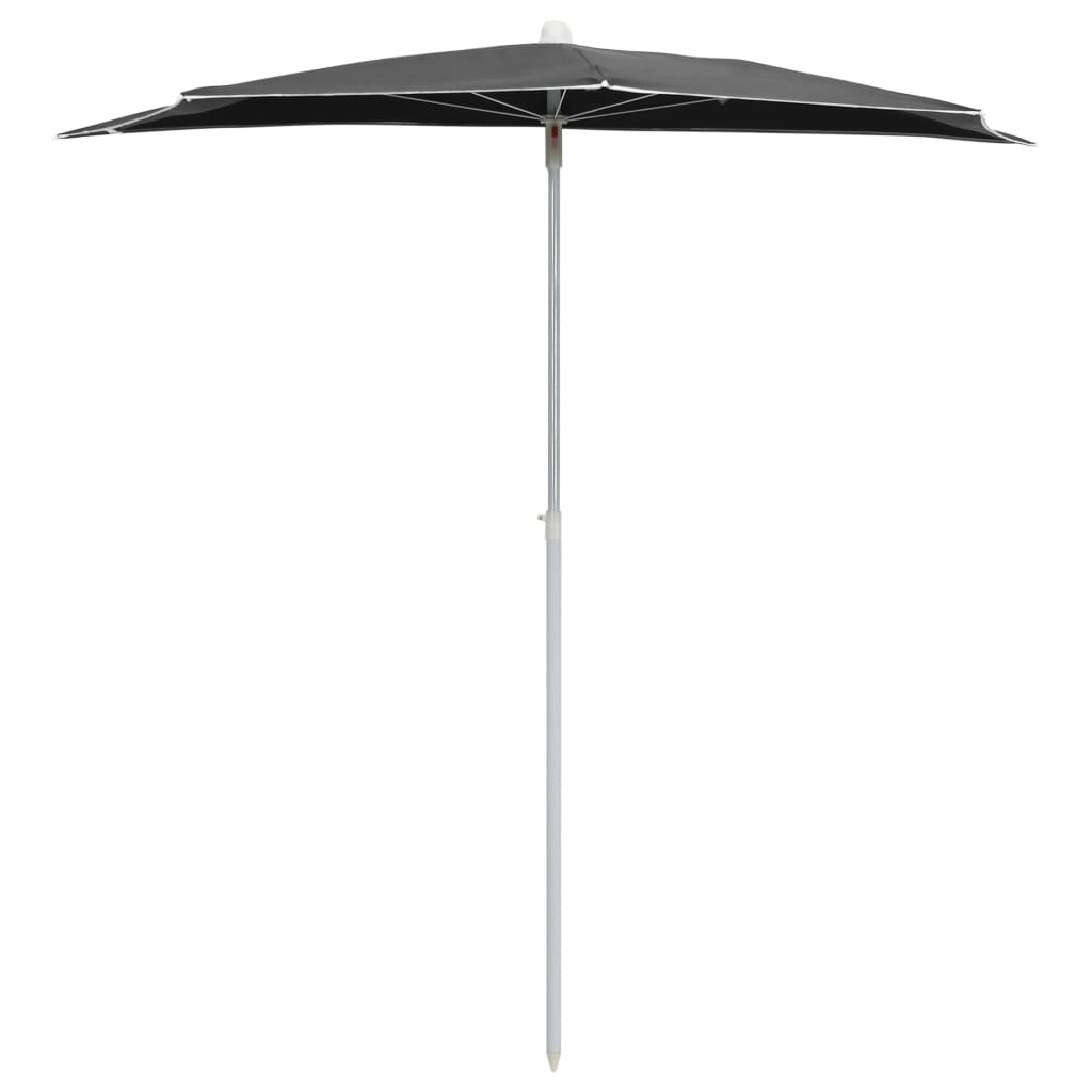 vidaXL Garden Half Parasol with Pole 70.9"x35.4" Anthracite