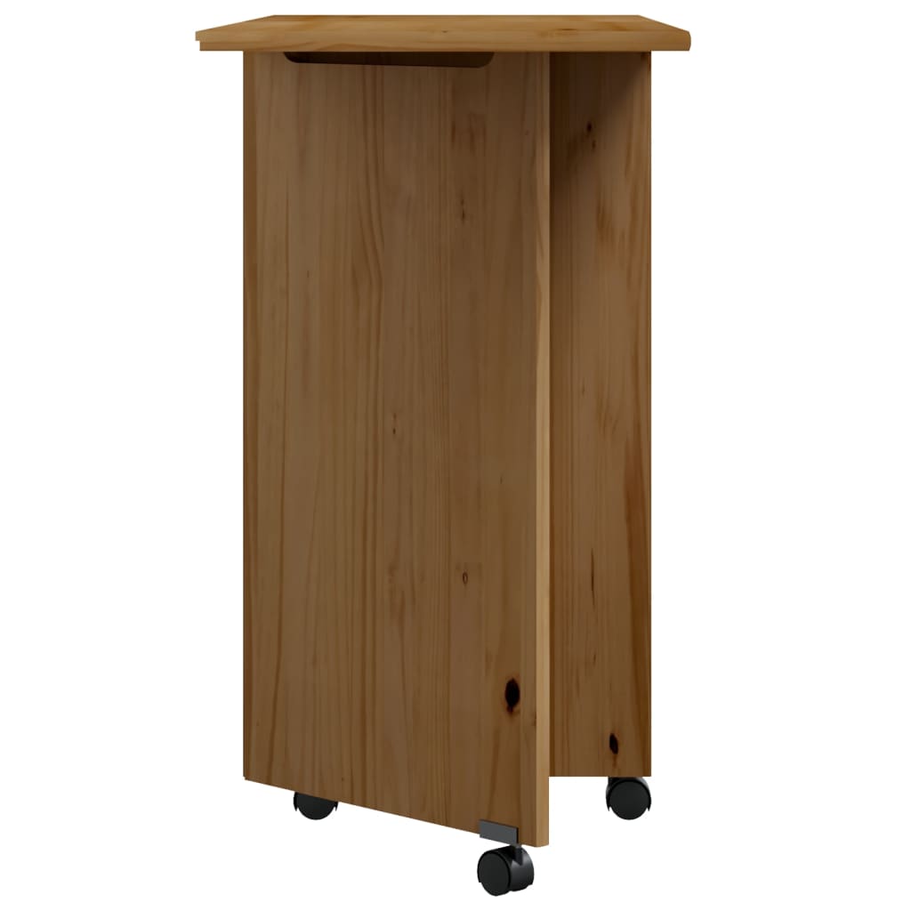 vidaXL Rolling Cabinet with Desk MOSS Honey Brown Solid Wood Pine