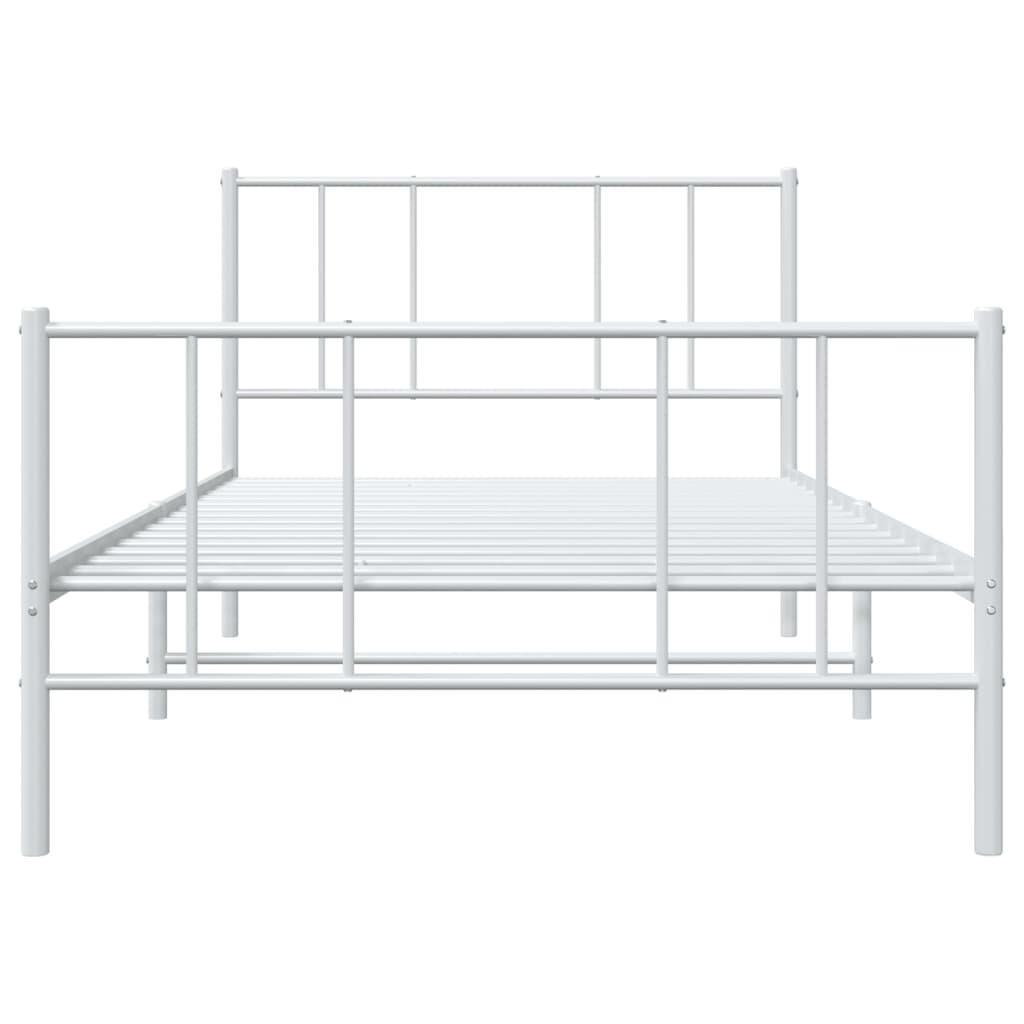 vidaXL Metal Bed Frame without Mattress with Footboard White 39.4"x74.8"