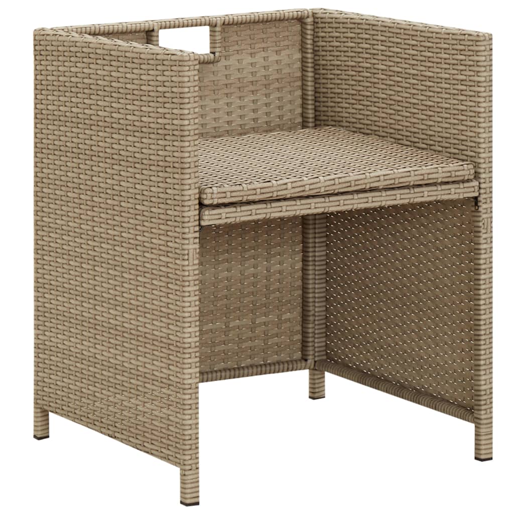 vidaXL Patio Chairs with Cushions 2 pcs Poly Rattan Beige