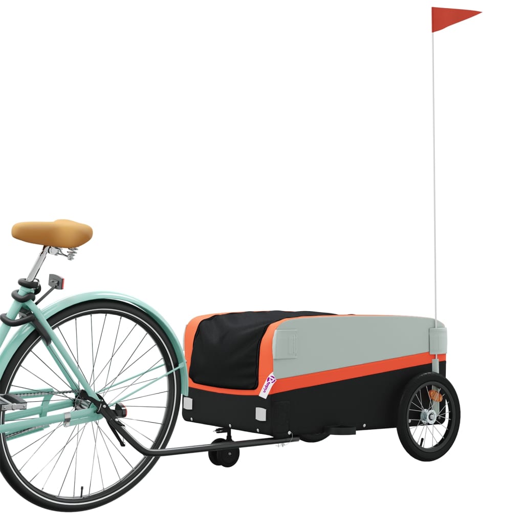 vidaXL Bike Trailer Black and Orange 99.2 lb Iron