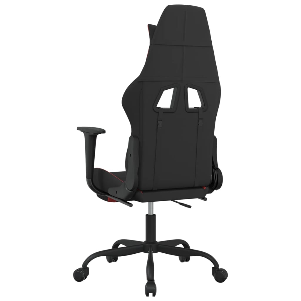 vidaXL Massage Gaming Chair with Footrest Black and Red Fabric