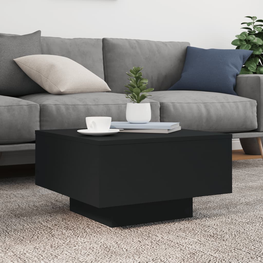 vidaXL Coffee Table Black 21.7"x21.7"x12.2" Engineered Wood