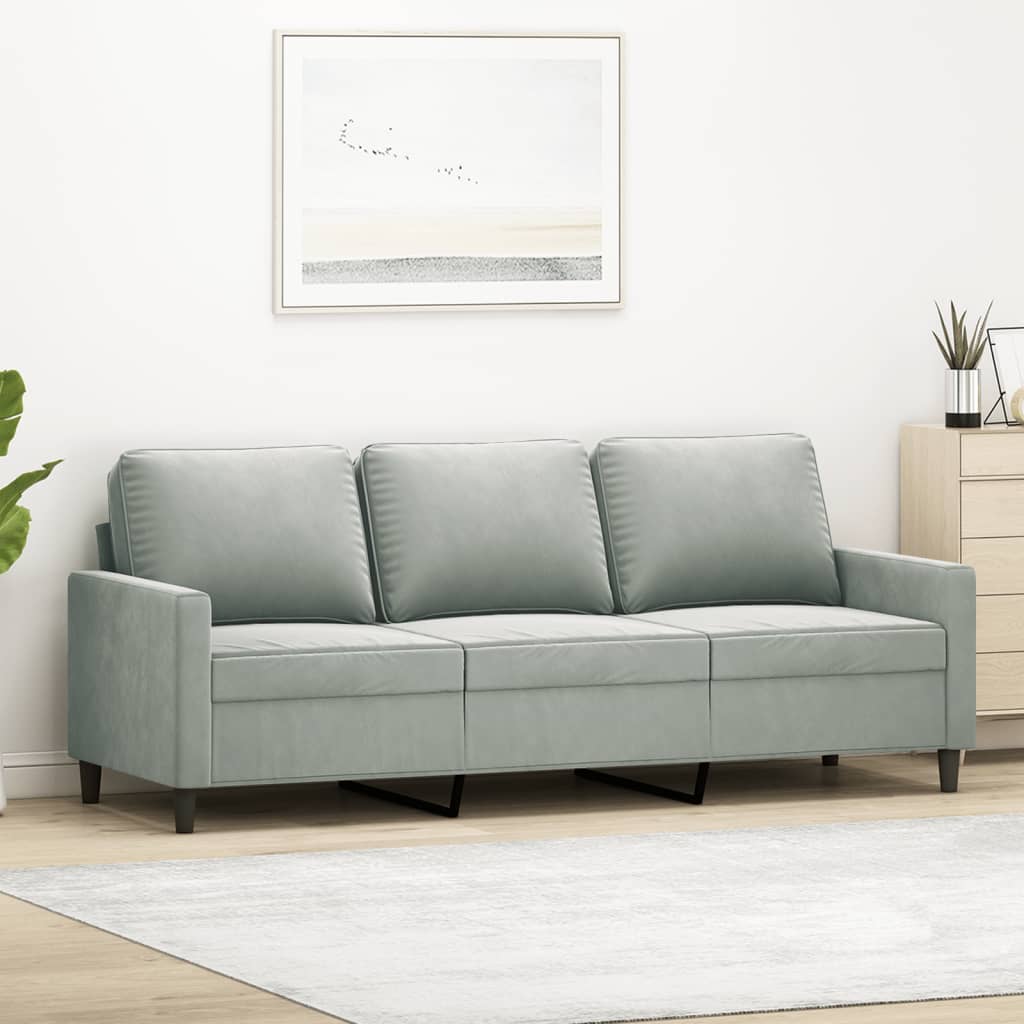 vidaXL 3-Seater Sofa Light Gray 70.9" Velvet